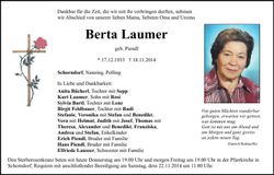 Traueranzeige Berta Laumer