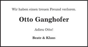 Traueranzeige Otto Ganghofer