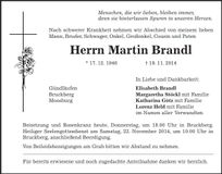 Traueranzeige Martin Brandl