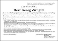 Traueranzeige Georg Zirngibl
