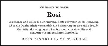 Traueranzeige Rosi 