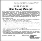 Traueranzeige Georg Zirngibl
