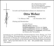 Traueranzeige Otto Weber