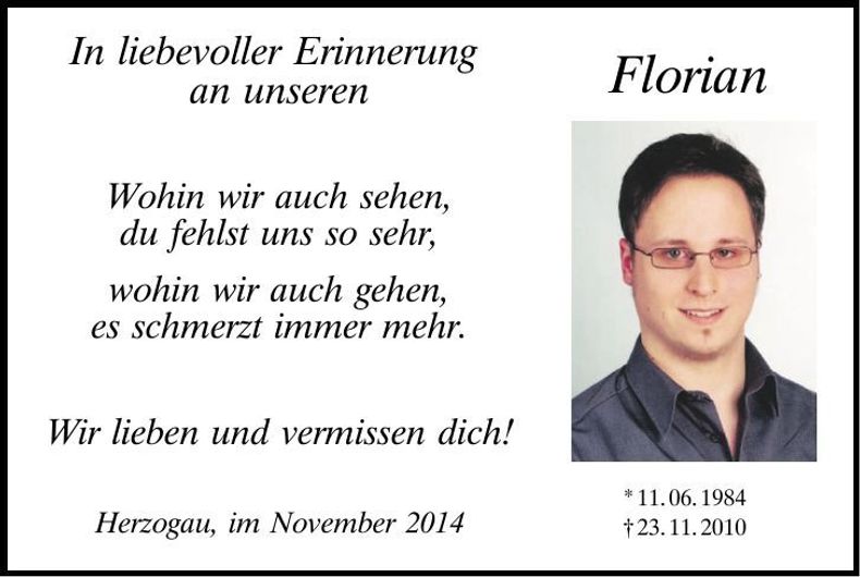 Traueranzeige Florian Schütz