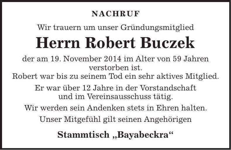 Traueranzeige Robert Buczek