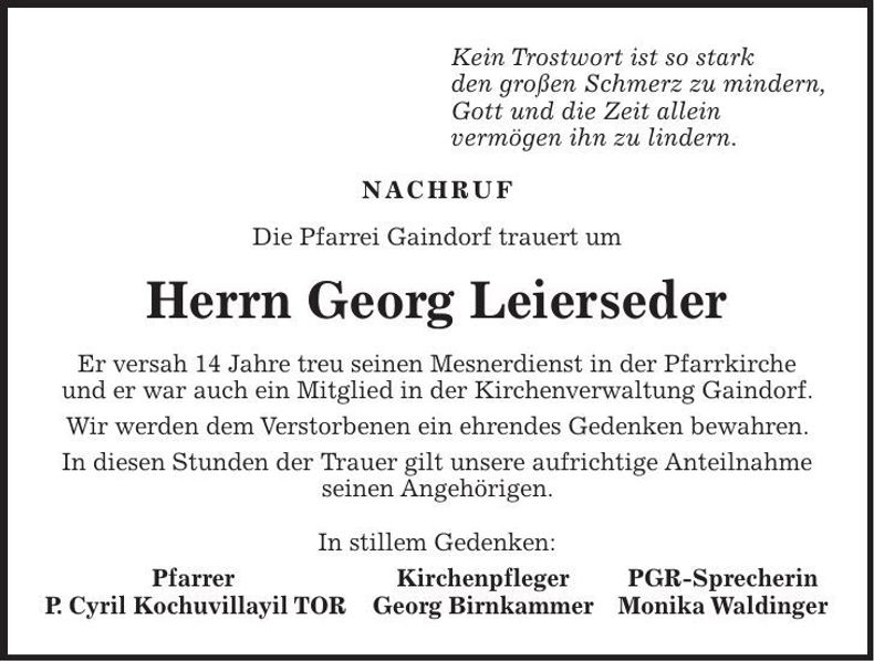 Traueranzeige Georg Leierseder