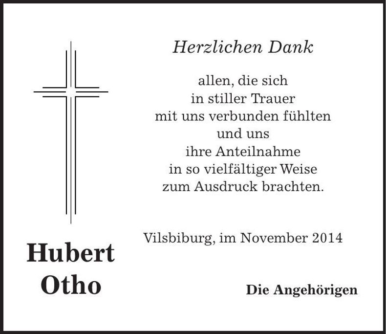 Traueranzeige Hubert Otho