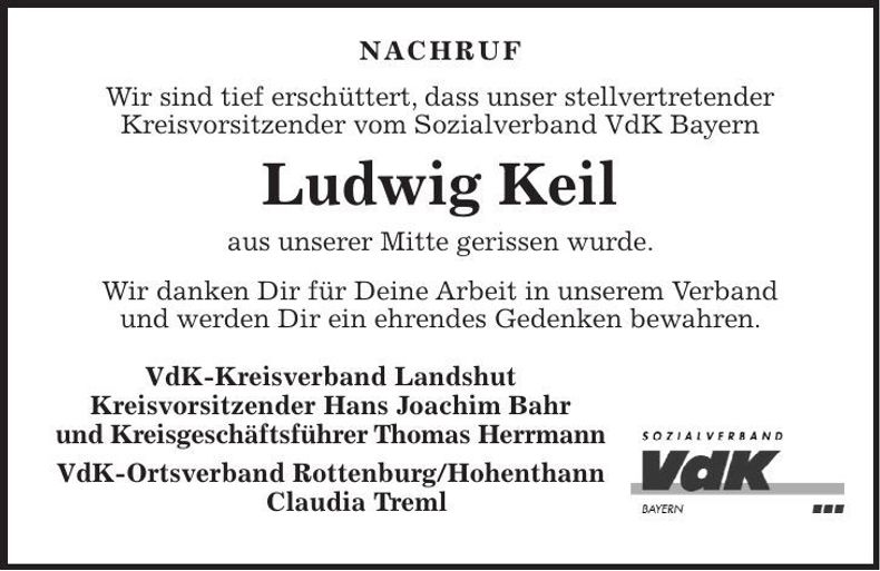 Traueranzeige Ludwig Keil