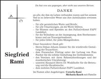 Traueranzeige Siegfried Rami