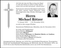 Traueranzeige Michael Rötzer