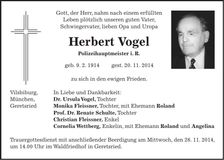 Traueranzeige Herbert Vogel