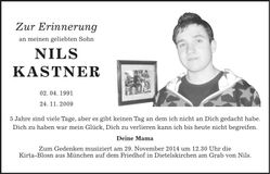 Traueranzeige Nils Kastner
