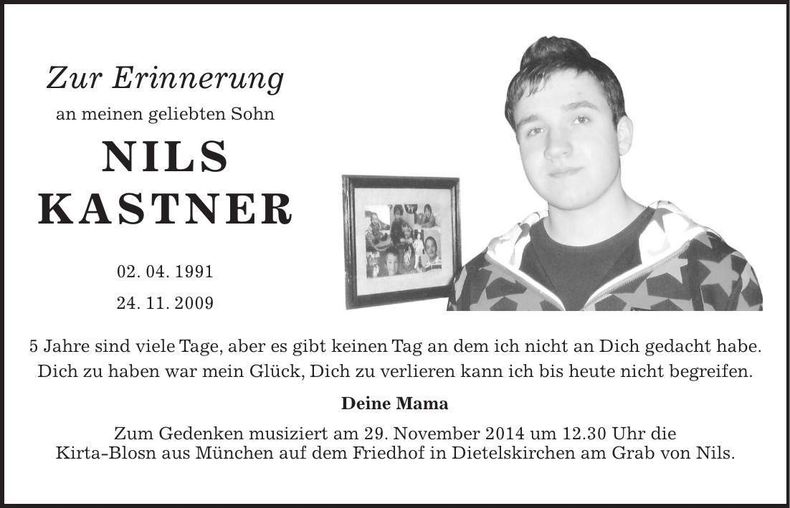 Traueranzeige Nils Kastner