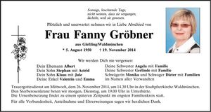 Traueranzeige Fanny Gröbner