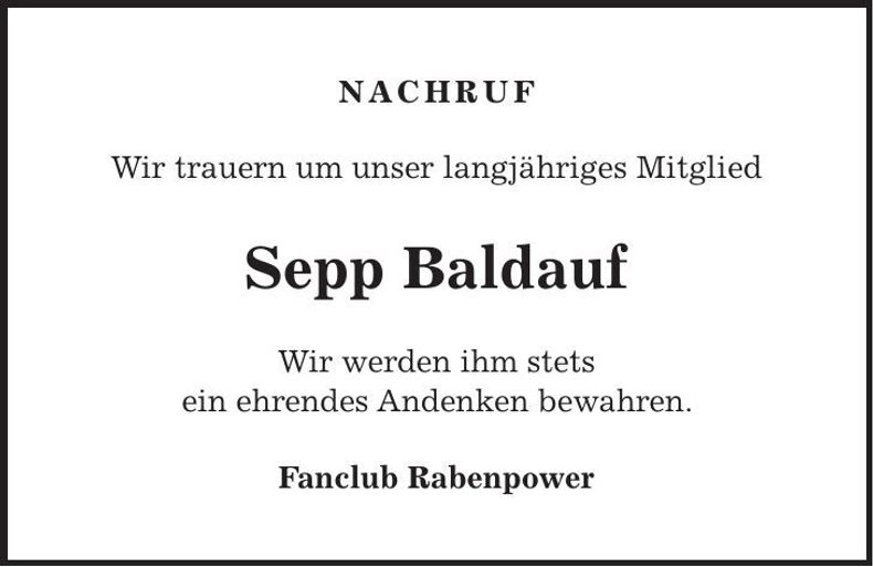 Traueranzeige Josef Baldauf