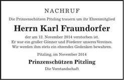 Traueranzeige Karl Fraundorfer