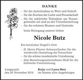 Traueranzeige Nicole Butz