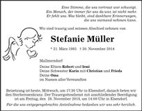 Traueranzeige Stefanie Müller