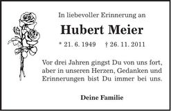 Traueranzeige Hubert Meier