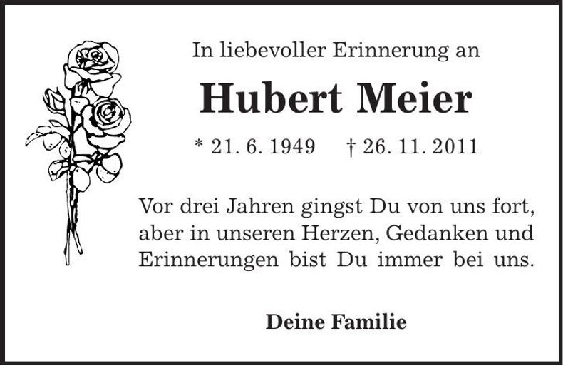 Traueranzeige Hubert Meier