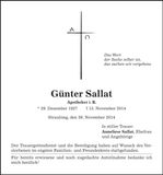 Traueranzeige Günter Sallat
