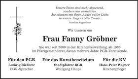 Traueranzeige Fanny Gröbner