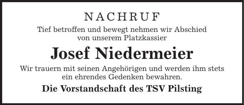 Traueranzeige Josef Niedermeier
