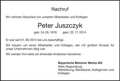 Traueranzeige Peter Juszczyk