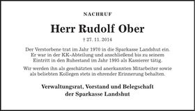 Traueranzeige Rudolf Ober