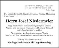 Traueranzeige Josef Niedermeier