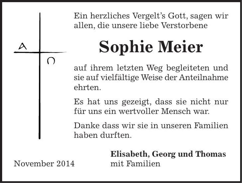 Traueranzeige Sophie Meier