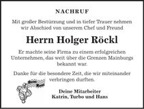 Traueranzeige Holger Röckl