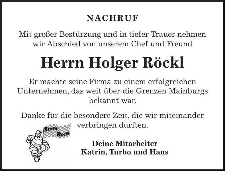Traueranzeige Holger Röckl