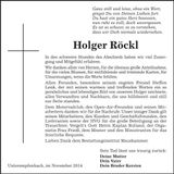 Traueranzeige Holger Röckl