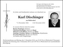 Traueranzeige Karl Dischinger