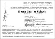 Traueranzeige Günter Schech