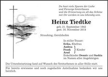 Traueranzeige Heinz Tiedtke