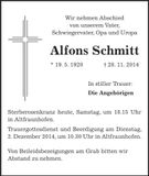 Traueranzeige Alfons Schmitt