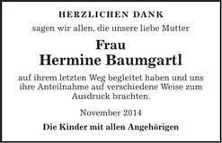 Traueranzeige Hermine Baumgartl