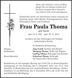 Traueranzeige Paula Thoma