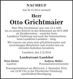 Traueranzeige Otto Grichtmaier