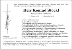 Traueranzeige Konrad Stöckl