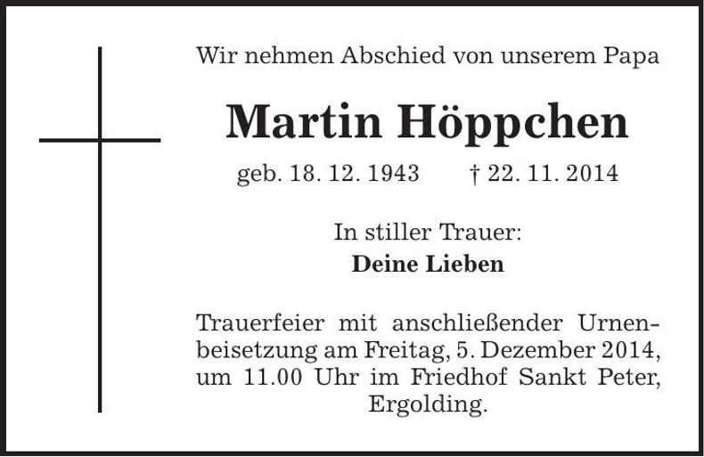 Traueranzeige Martin Höppchen
