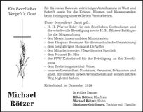 Traueranzeige Michael Rötzer