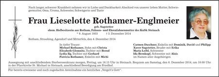 Traueranzeige Liselotte Rothamer-Englmeier