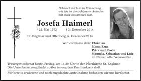 Traueranzeige Haimerl Josefa