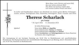 Traueranzeige Resl Scharlach
