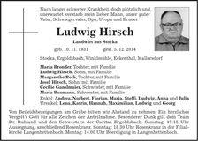 Traueranzeige Ludwig Hirsch