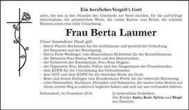 Traueranzeige Berta Laumer