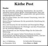 Traueranzeige Käthe Post